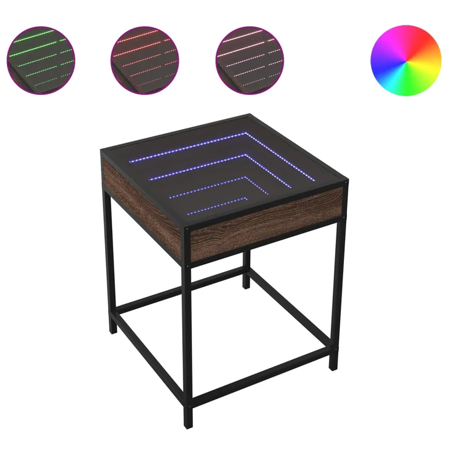 Table basse avec LED Infinity chêne marron 40x40x51 cm - 2