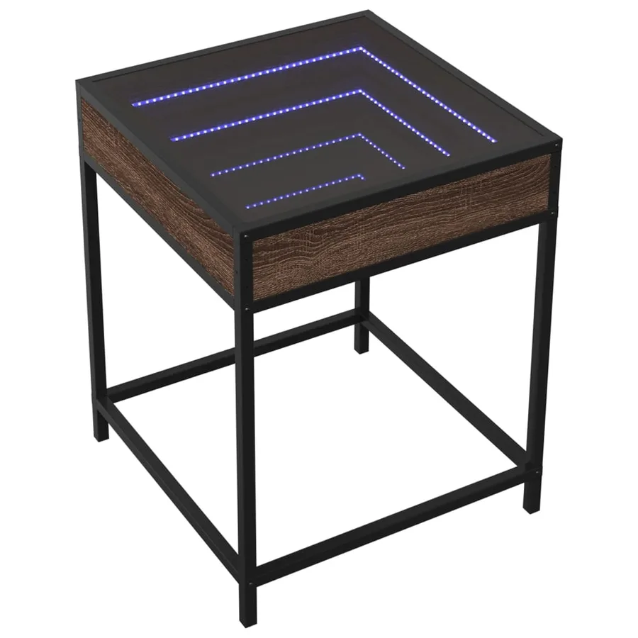 Table basse avec LED Infinity chêne marron 40x40x51 cm - 3