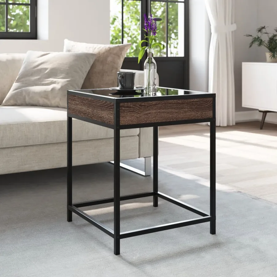 Table basse avec LED Infinity chêne marron 40x40x51 cm - 4