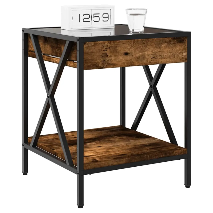Table de chevet avec LED infini chêne fumé 40x40x49 cm - 5