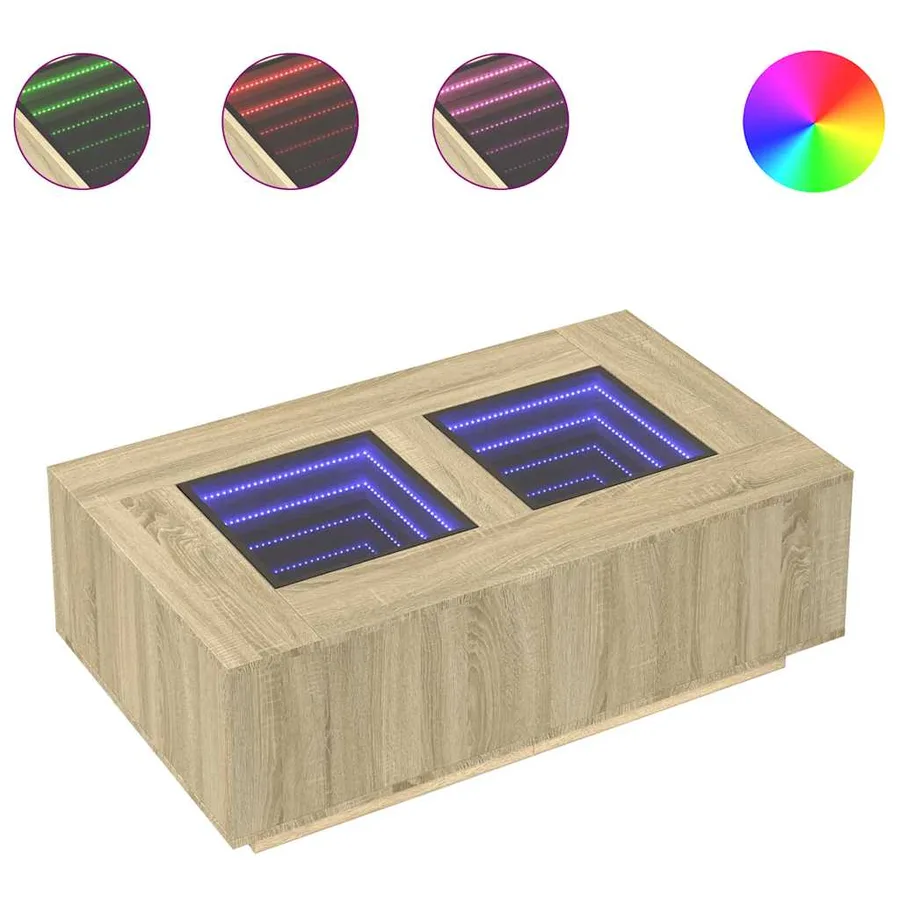 Table basse avec LED infini chêne sonoma 116x69x40 cm - 2