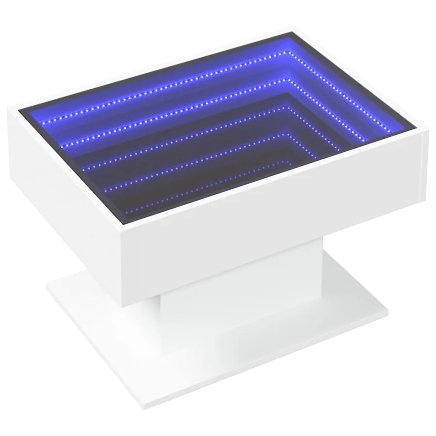 Table basse avec LED blanc 70x50x45 cm bois d'ingénierie - 3