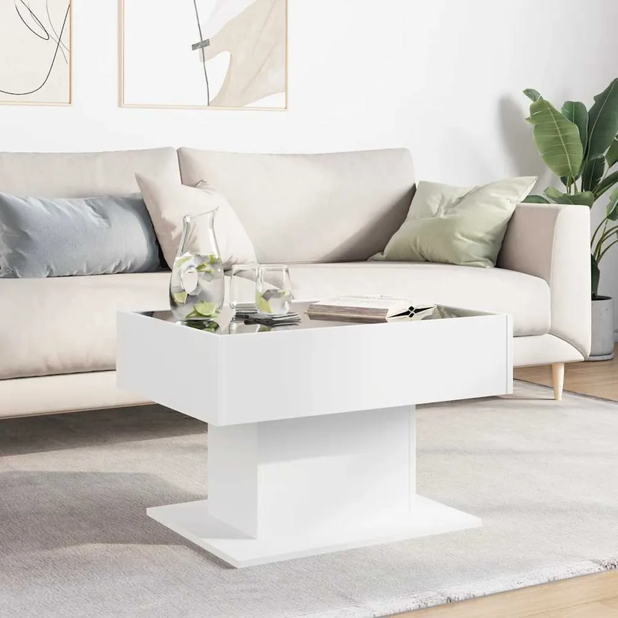 Table basse avec LED blanc 70x50x45 cm bois d'ingénierie - 4