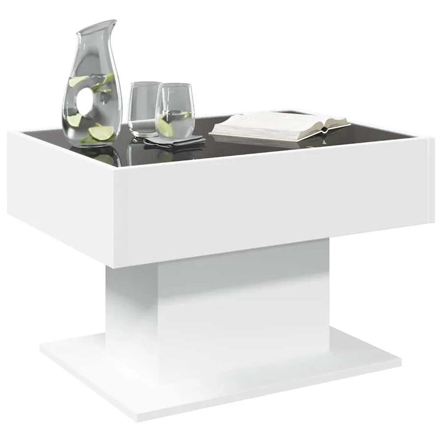 Table basse avec LED blanc 70x50x45 cm bois d'ingénierie - 5