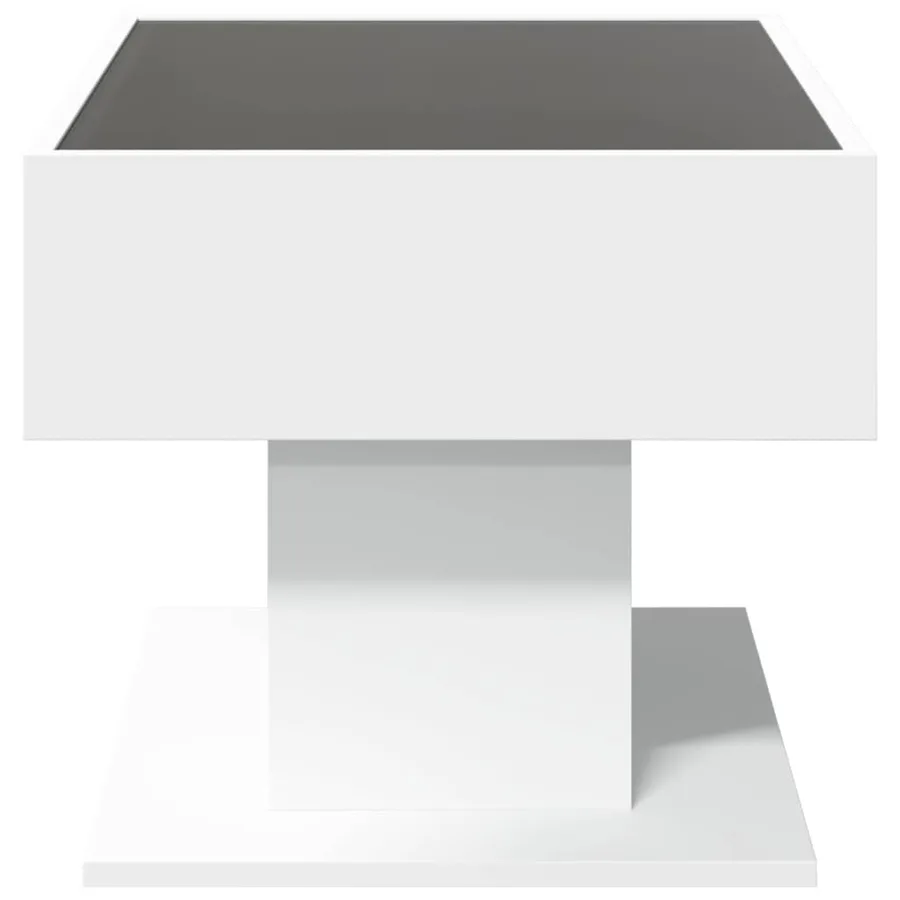 Table basse avec LED blanc 70x50x45 cm bois d'ingénierie - 7