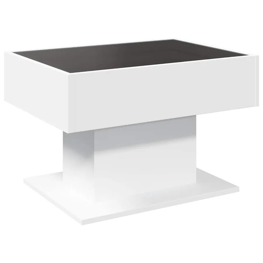 Table basse avec LED blanc 70x50x45 cm bois d'ingénierie - 8