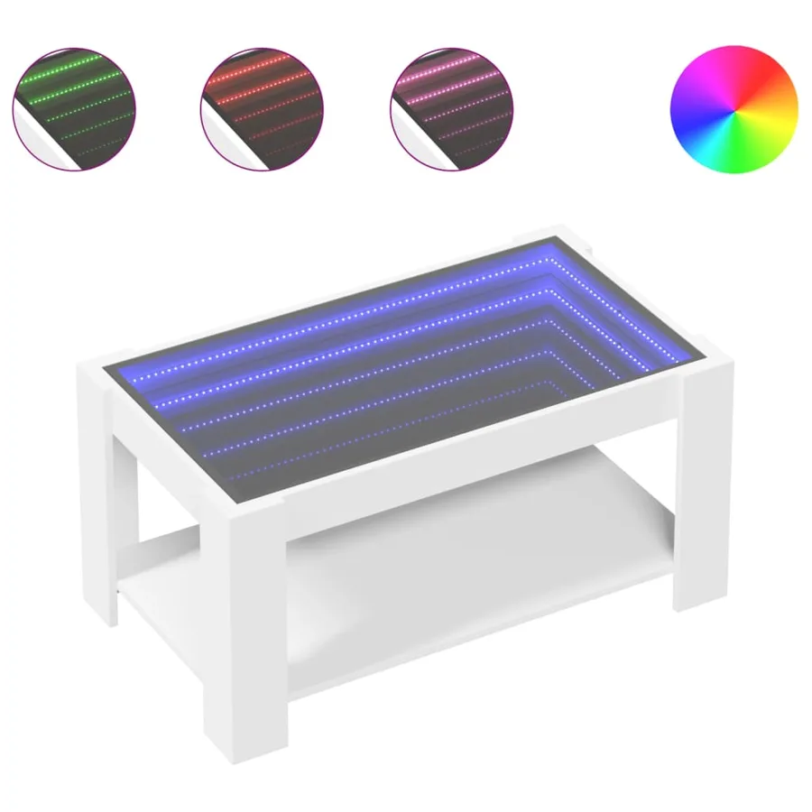 Table basse avec LED blanc 93x53x45 cm bois d'ingénierie - 2