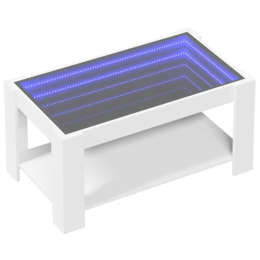 Table basse avec LED blanc 93x53x45 cm bois d'ingénierie - 3