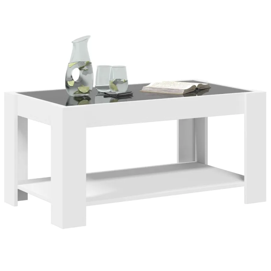 Table basse avec LED blanc 93x53x45 cm bois d'ingénierie - 5