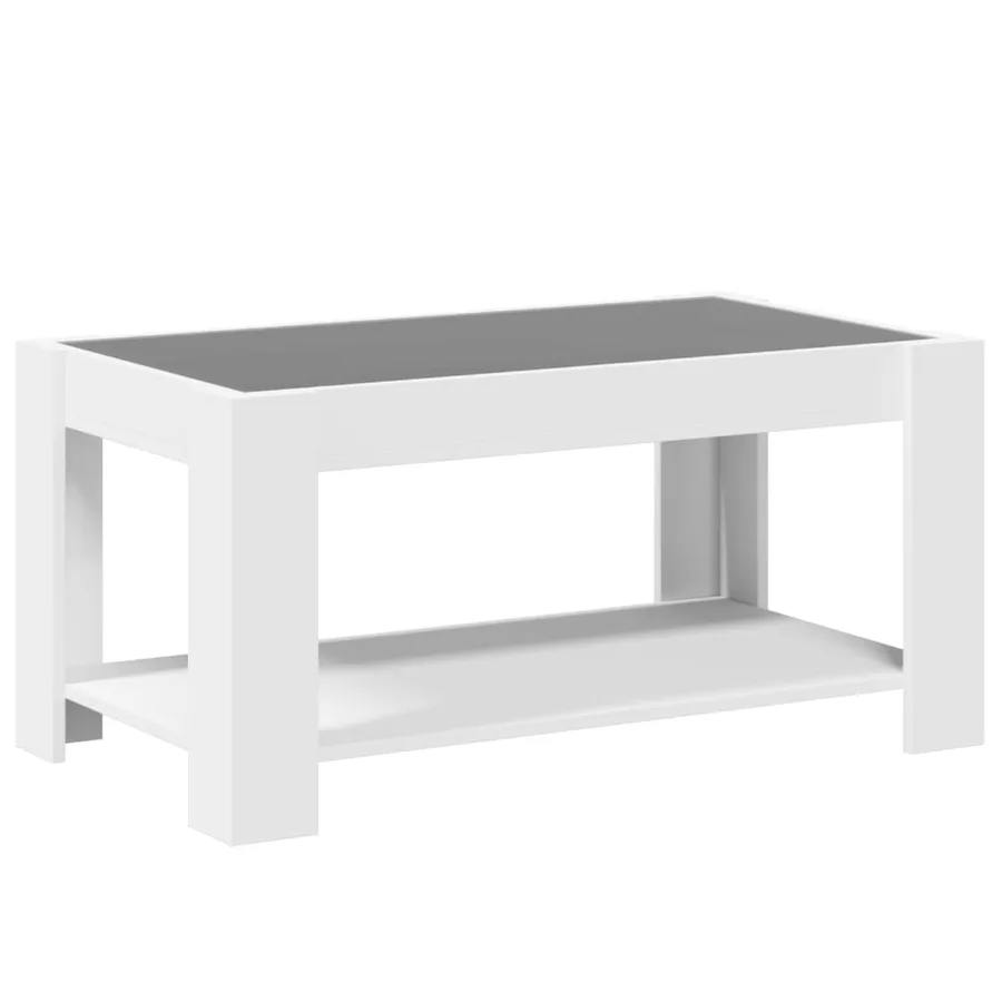 Table basse avec LED blanc 93x53x45 cm bois d'ingénierie - 8