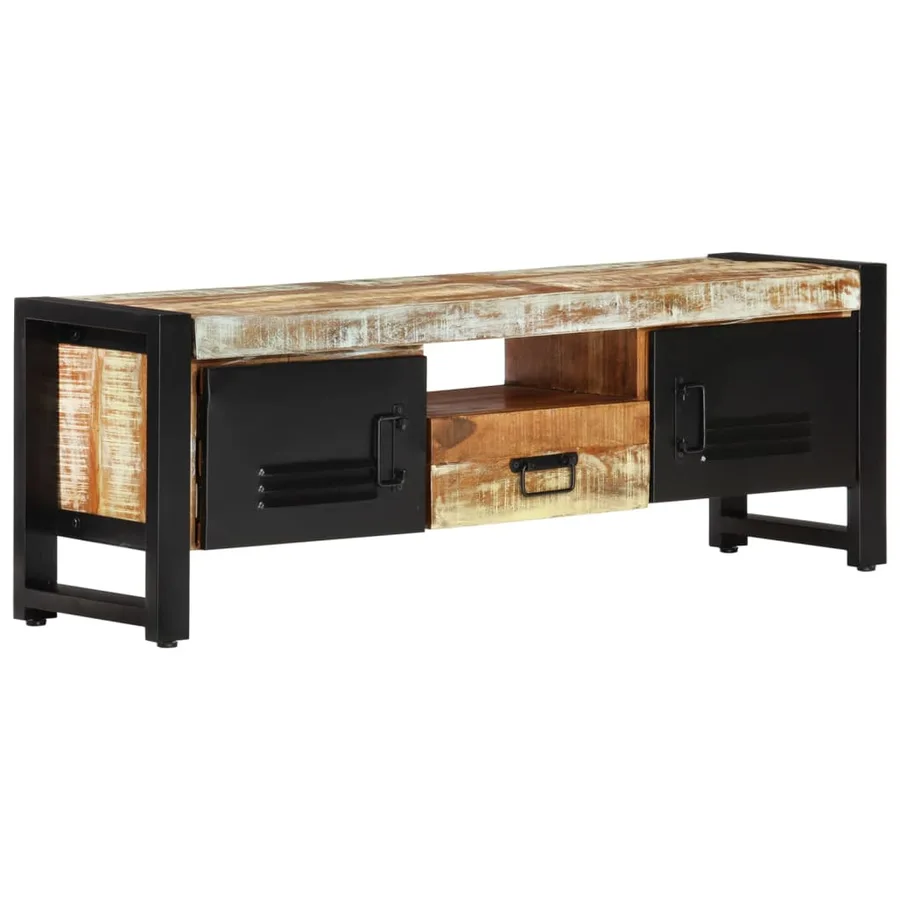 Meuble TV 120x30x40 cm Bois massif de récupération - 10