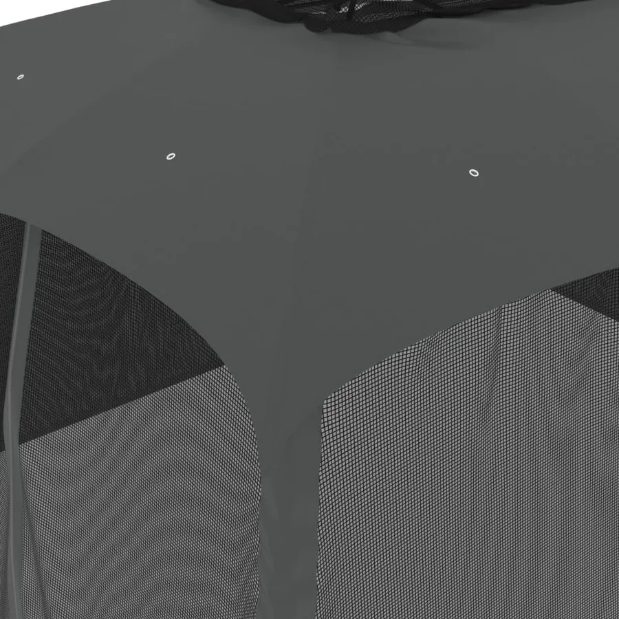 Tonnelle avec double toit et parois en filet anthracite acier - 7