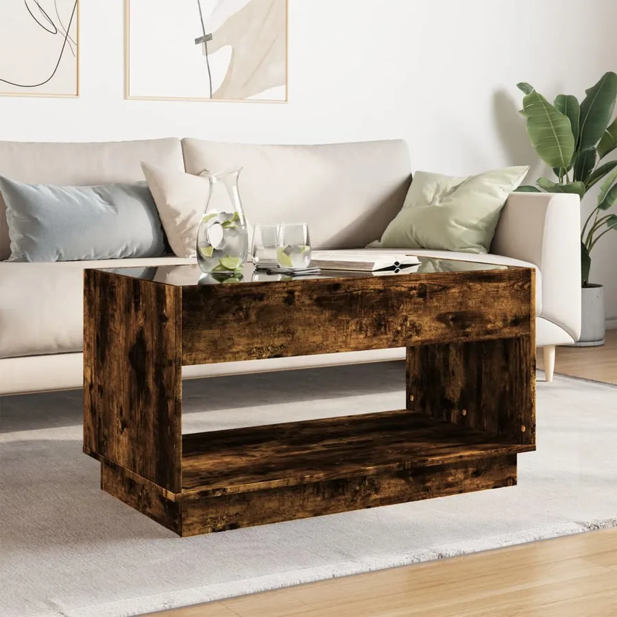 Table basse avec LED infini chêne fumé 90x50x50 cm - 3