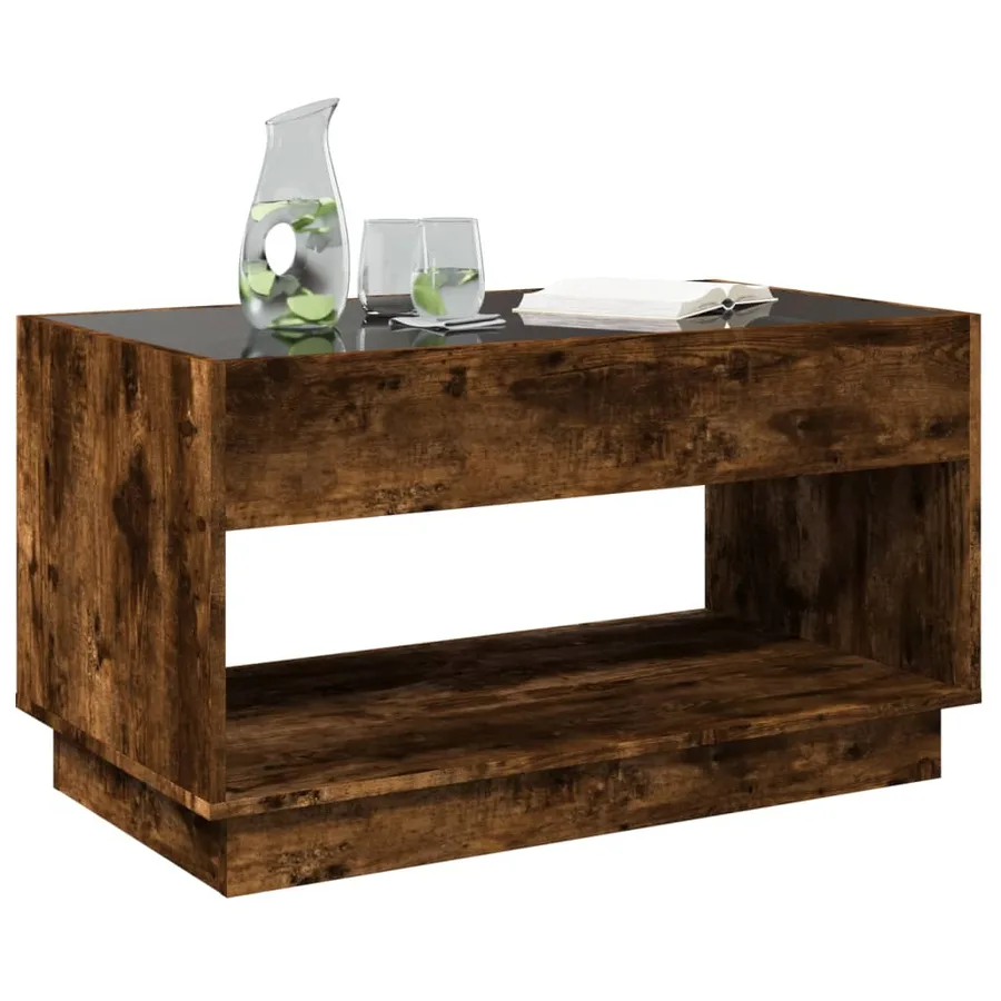 Table basse avec LED infini chêne fumé 90x50x50 cm - 4