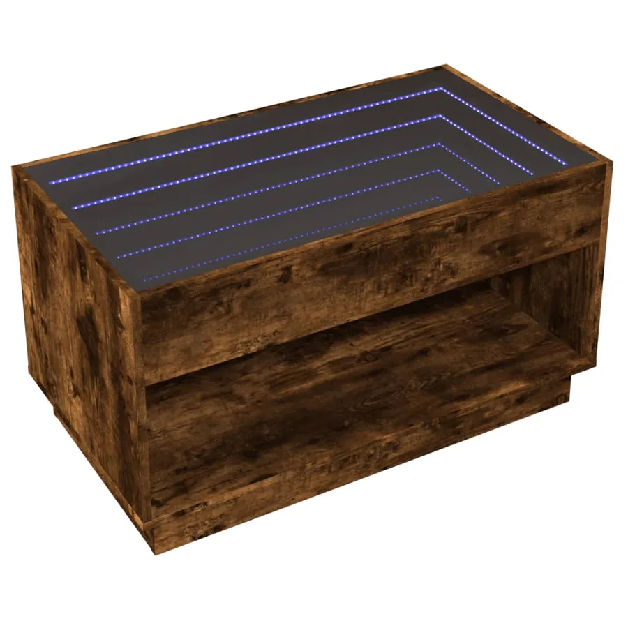 Table basse avec LED infini chêne fumé 90x50x50 cm - 5