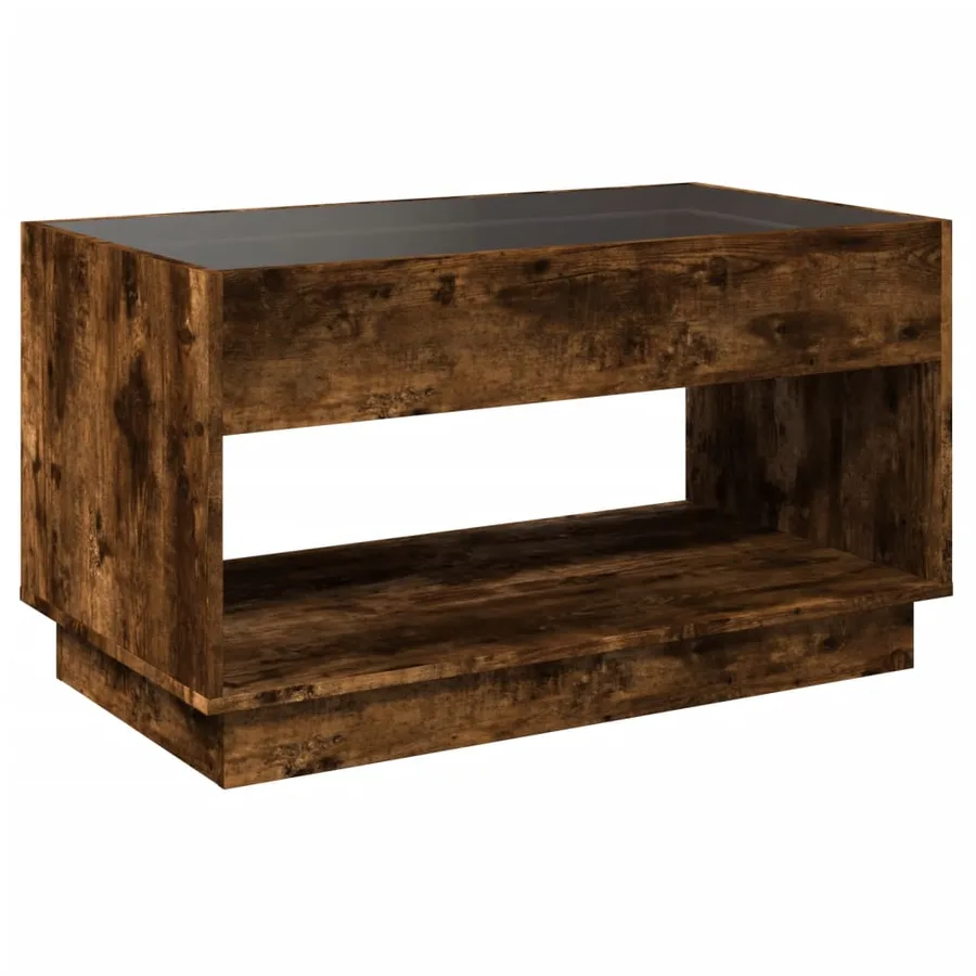 Table basse avec LED infini chêne fumé 90x50x50 cm - 8