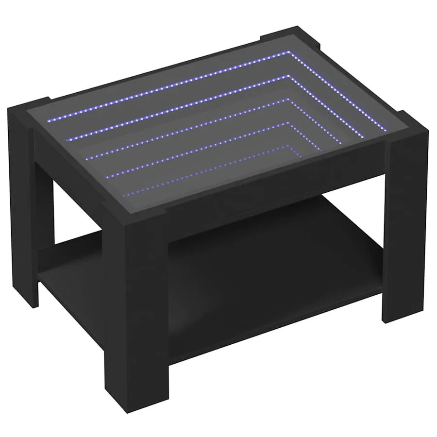 Table basse avec LED noir 73x53x45 cm bois d'ingénierie - 3