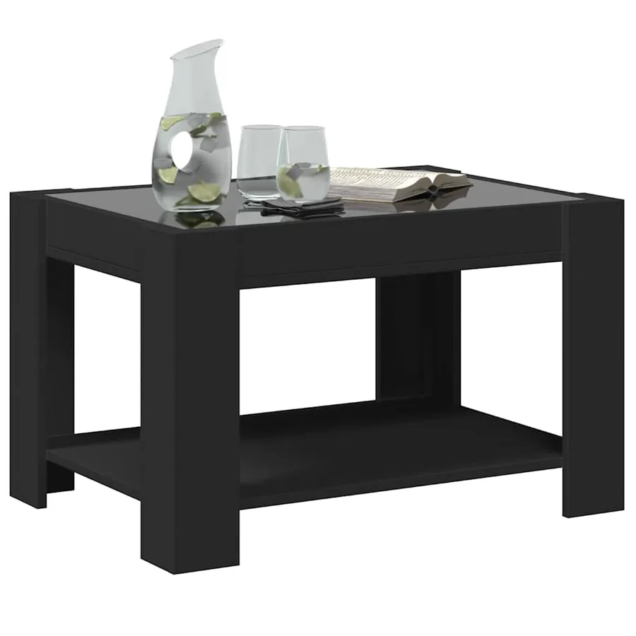Table basse avec LED noir 73x53x45 cm bois d'ingénierie - 5