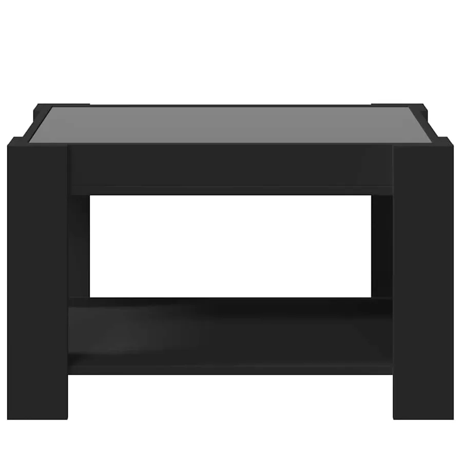Table basse avec LED noir 73x53x45 cm bois d'ingénierie - 6