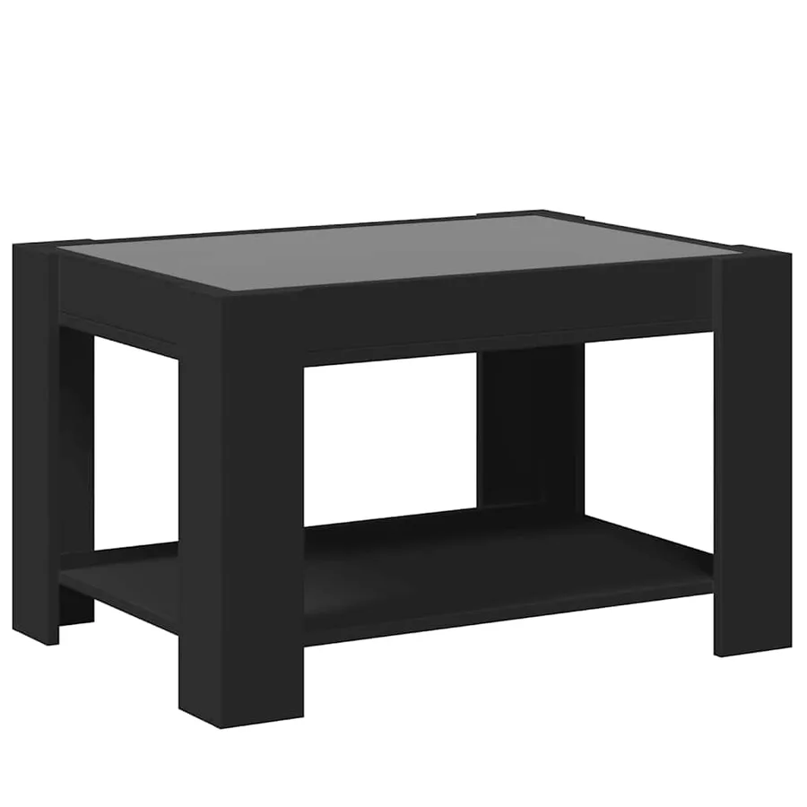 Table basse avec LED noir 73x53x45 cm bois d'ingénierie - 8