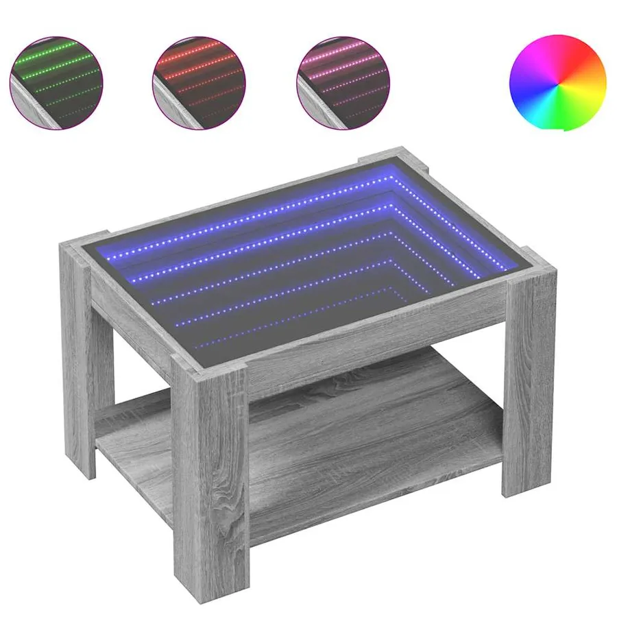 Table basse avec LED sonoma gris 73x53x45 cm bois d'ingénierie - 2