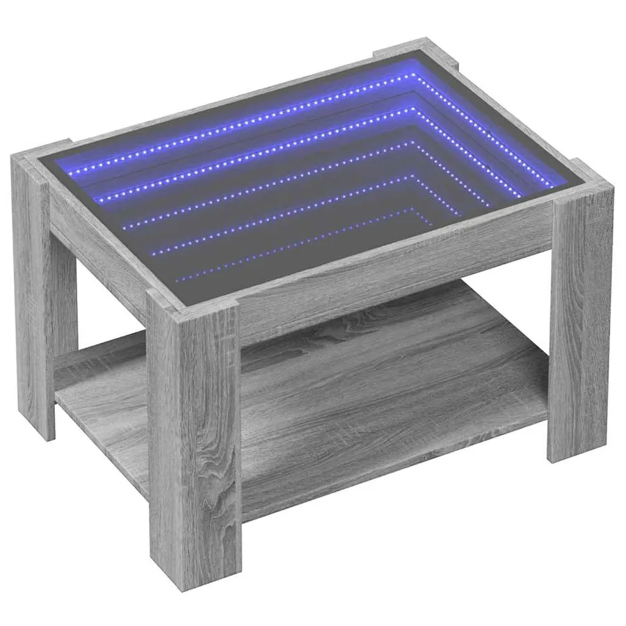 Table basse avec LED sonoma gris 73x53x45 cm bois d'ingénierie - 3
