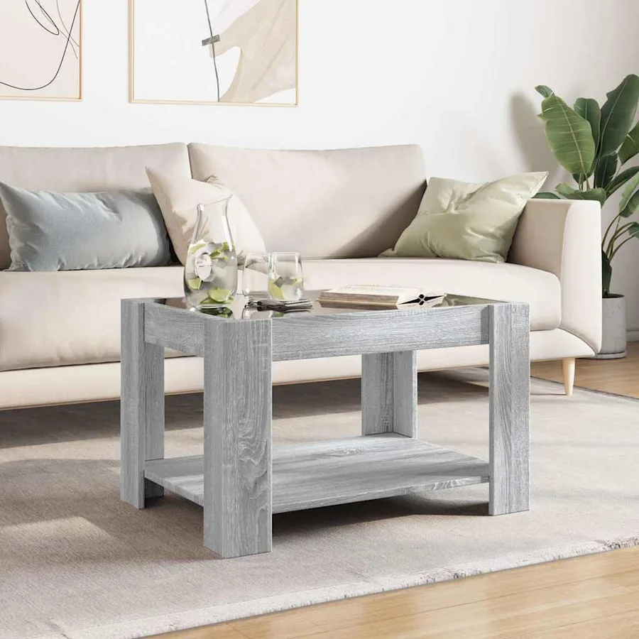Table basse avec LED sonoma gris 73x53x45 cm bois d'ingénierie - 4