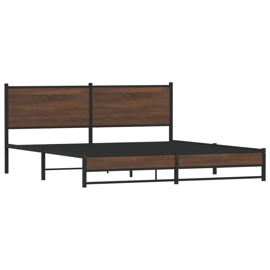 Cadre de lit en métal sans matelas chêne marron 183x213 cm - 3