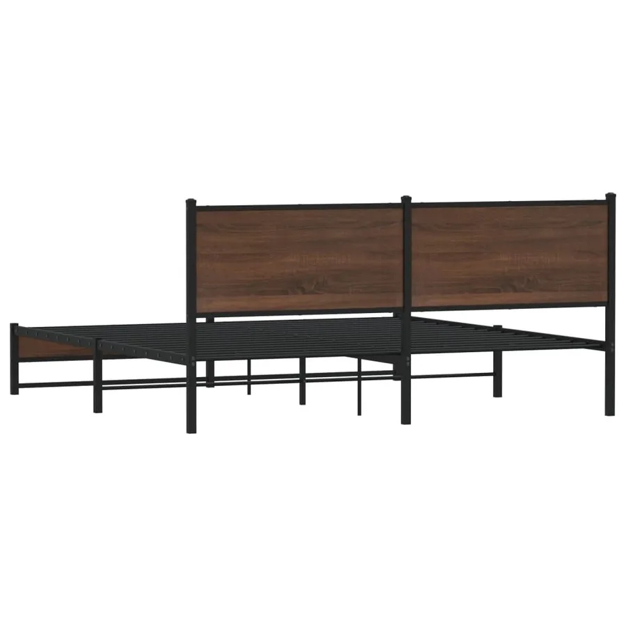 Cadre de lit en métal sans matelas chêne marron 183x213 cm - 7