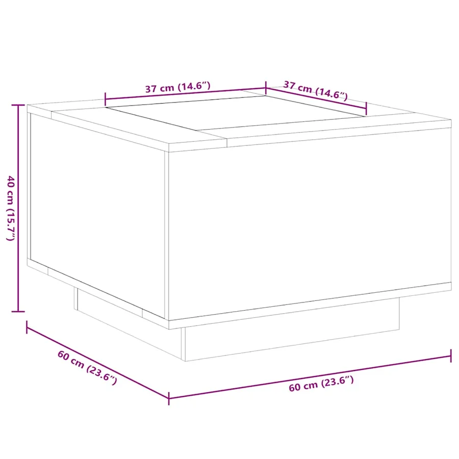 Table basse avec LED gris béton 60x60x40 cm bois d'ingénierie - 13