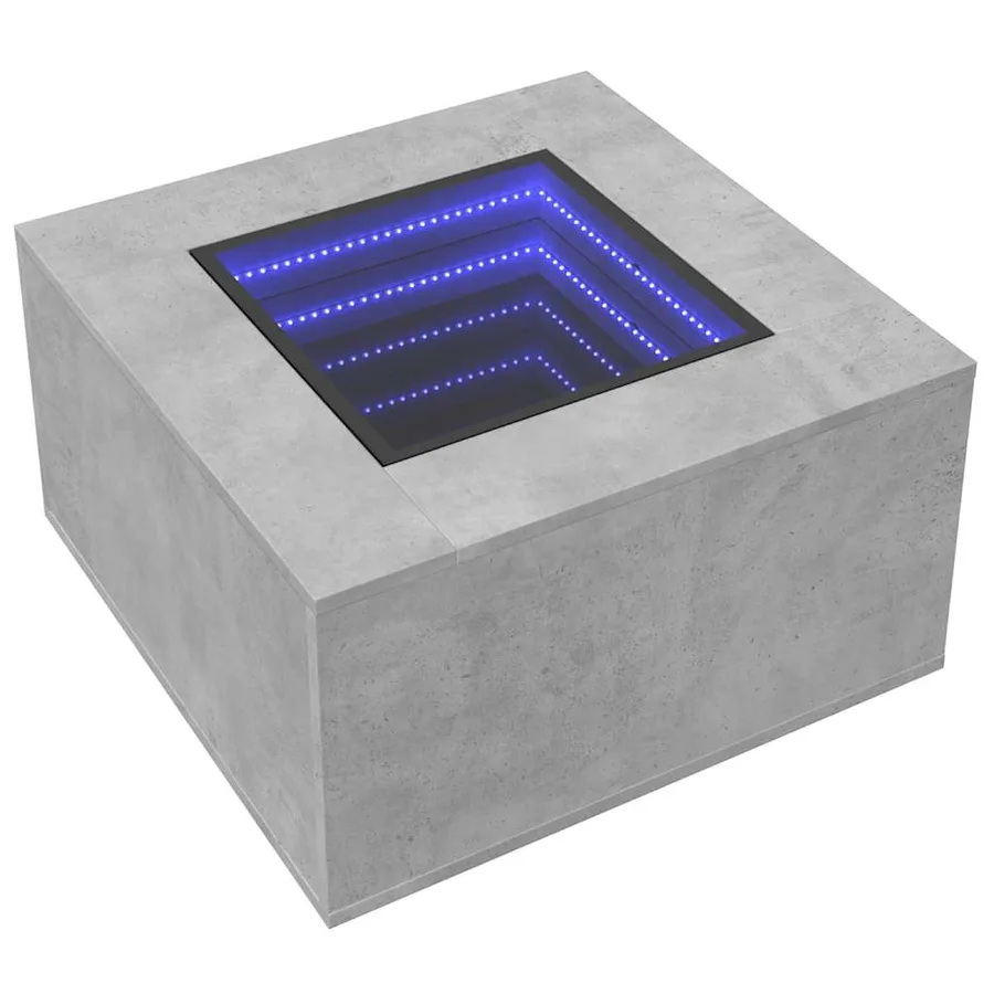 Table basse avec LED gris béton 60x60x40 cm bois d'ingénierie - 3