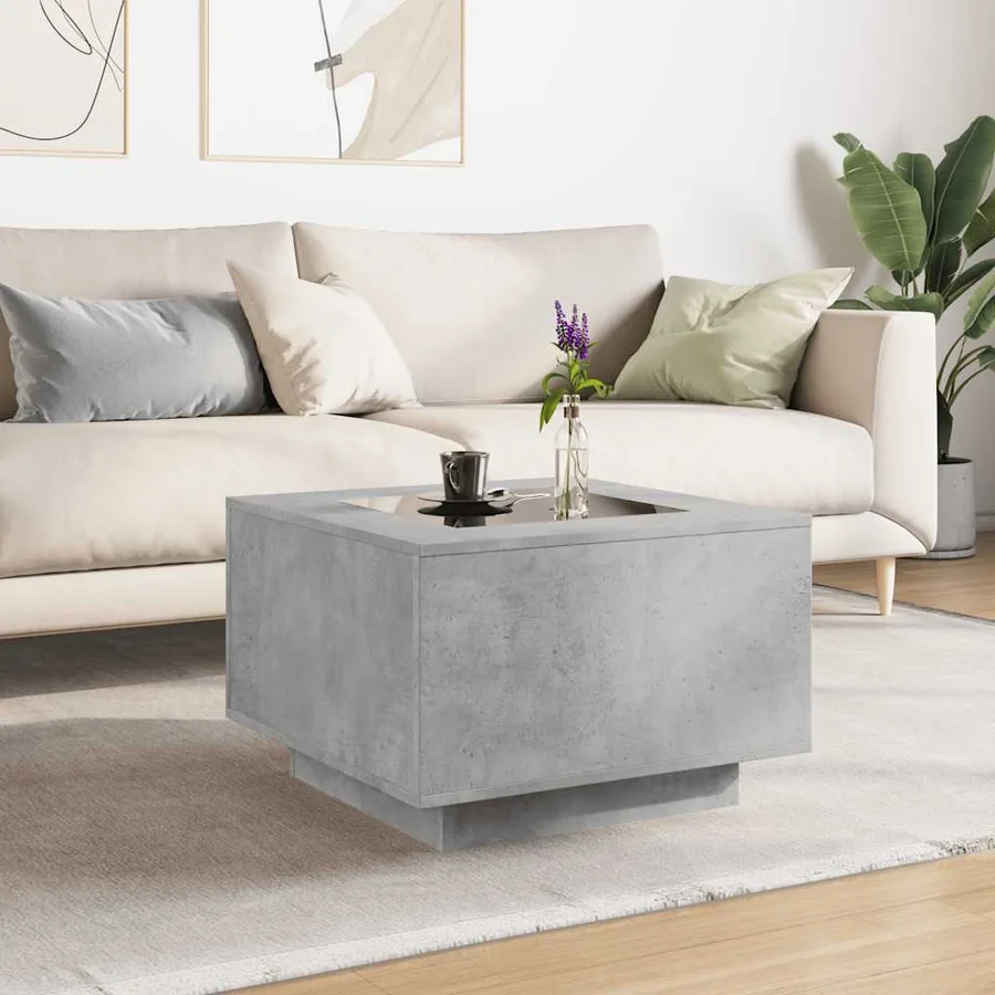 Table basse avec LED gris béton 60x60x40 cm bois d'ingénierie - 4