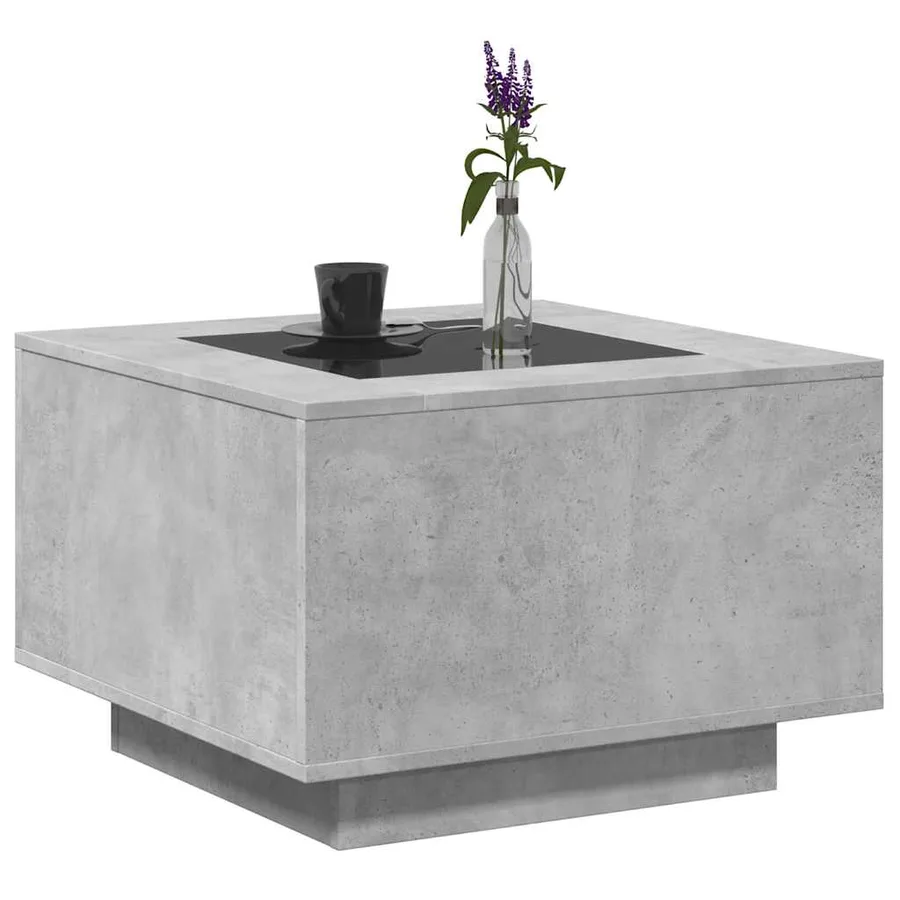 Table basse avec LED gris béton 60x60x40 cm bois d'ingénierie - 5