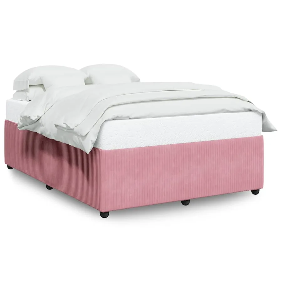 Cadre de lit sans matelas rose 140x200 cm velours - 2
