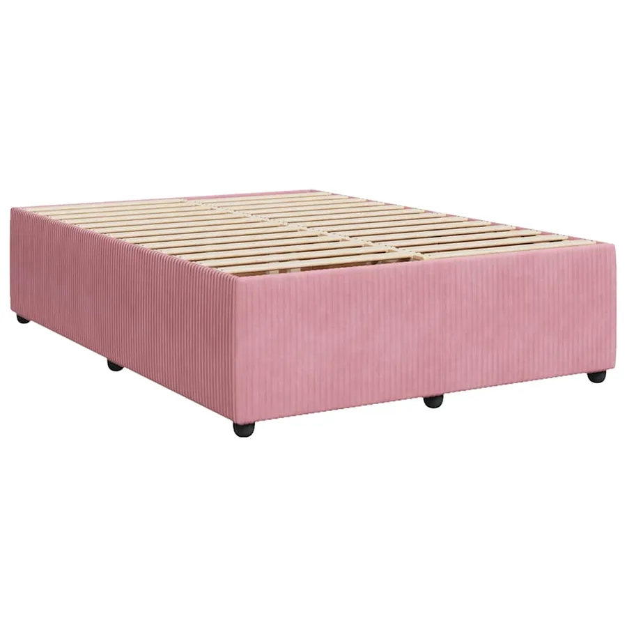 Cadre de lit sans matelas rose 140x200 cm velours - 3