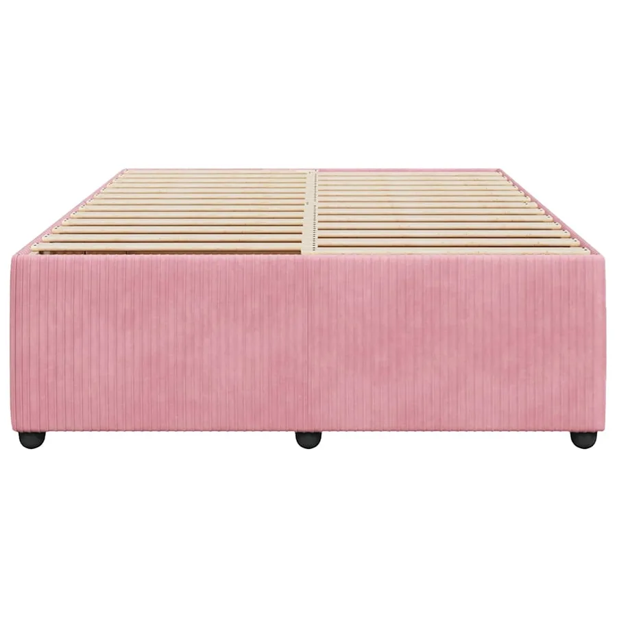 Cadre de lit sans matelas rose 140x200 cm velours - 4
