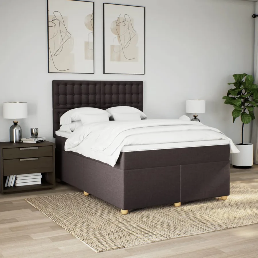 Sommier à lattes de lit avec matelas Marron foncé 140x190 cm - 5