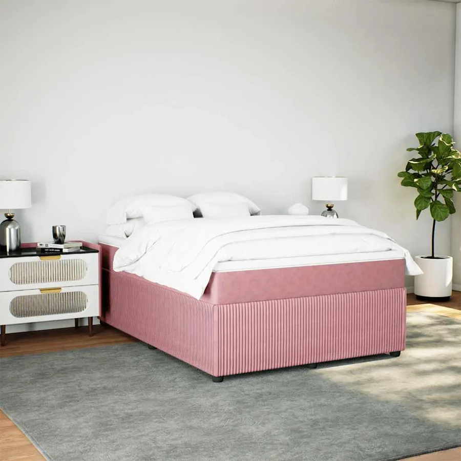 Sommier à lattes de lit avec matelas Rose 140x200 cm Velours - 3