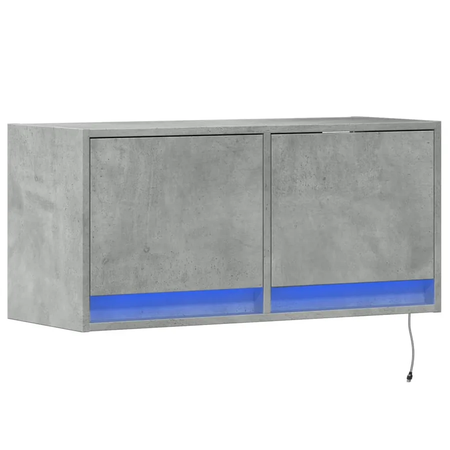 Meuble TV mural avec lumières LED gris béton 80x31x35 cm - 3