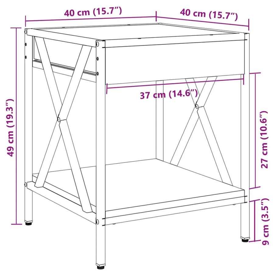 Table basse avec LED Infinity sonoma gris 40x40x49 cm - 13