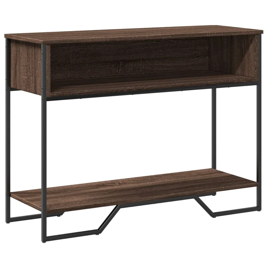 Table console chêne marron 100x35x74,5 cm bois d'ingénierie - 2