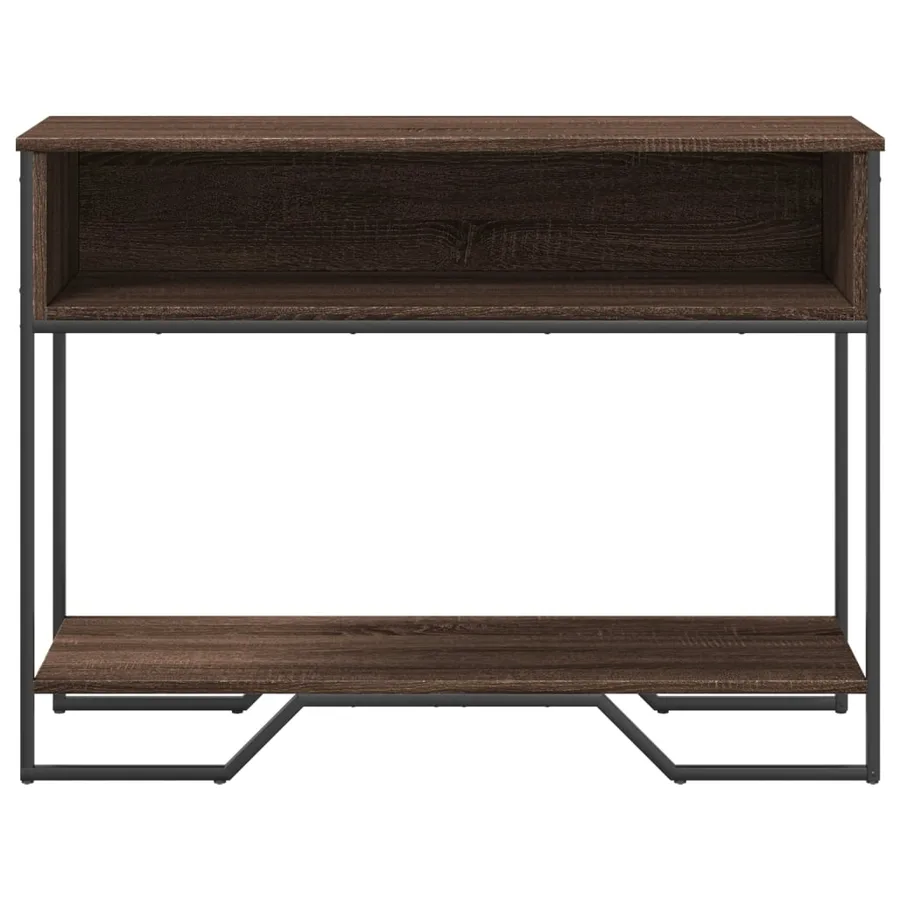 Table console chêne marron 100x35x74,5 cm bois d'ingénierie - 4