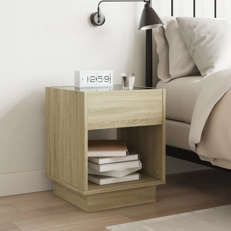 Table de chevet avec LED infini chêne sonoma 40x40x50 cm - 4