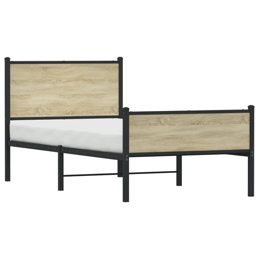 Cadre de lit en métal sans matelas chêne sonoma 100x200 cm - 4