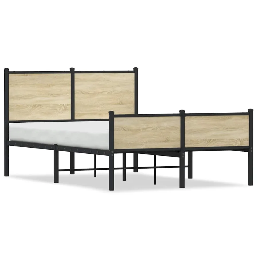 Cadre de lit en métal sans matelas chêne sonoma 120x190 cm - 2