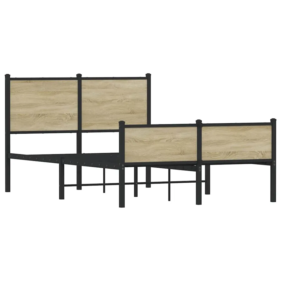 Cadre de lit en métal sans matelas chêne sonoma 120x190 cm - 3