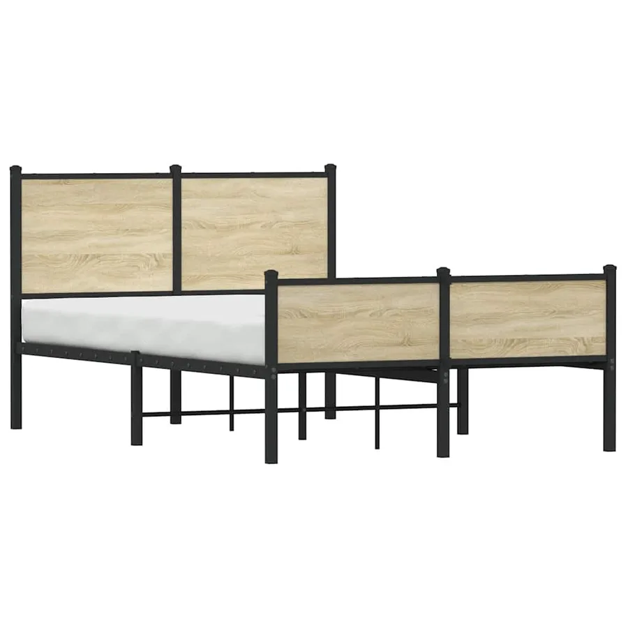 Cadre de lit en métal sans matelas chêne sonoma 120x190 cm - 4