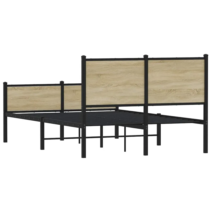 Cadre de lit en métal sans matelas chêne sonoma 120x190 cm - 7