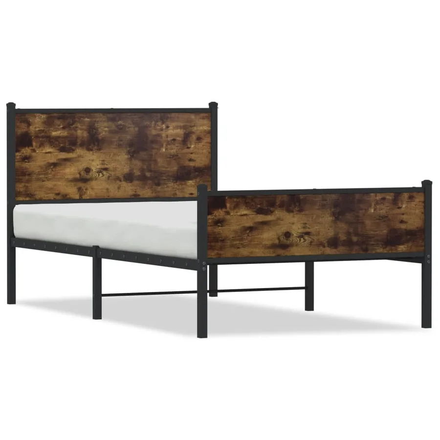 Cadre de lit en métal sans matelas chêne fumé 100x190 cm - 2