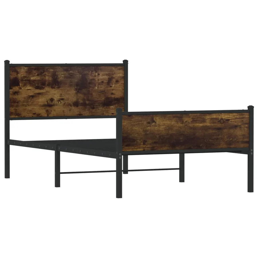 Cadre de lit en métal sans matelas chêne fumé 100x190 cm - 3